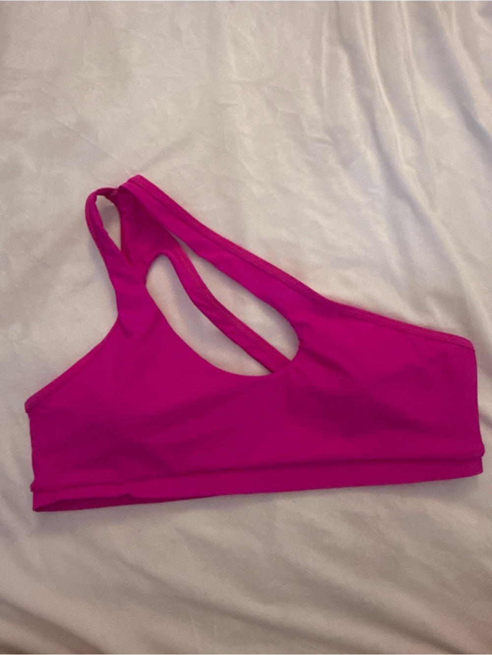 Women's One-Shoulder Cutout Bikini Top - Hot Pink